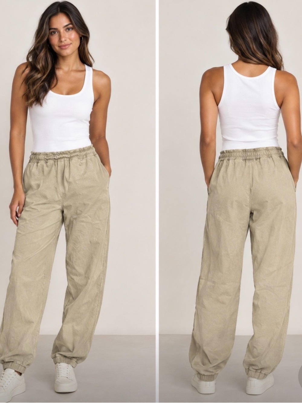 Chaser Relaxed Elastic-Waist Jogger Pants - Beige